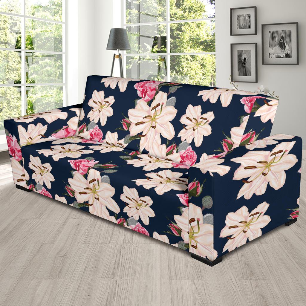 Lily Pattern Print Design LY04 Sofa Slipcover-JORJUNE.COM