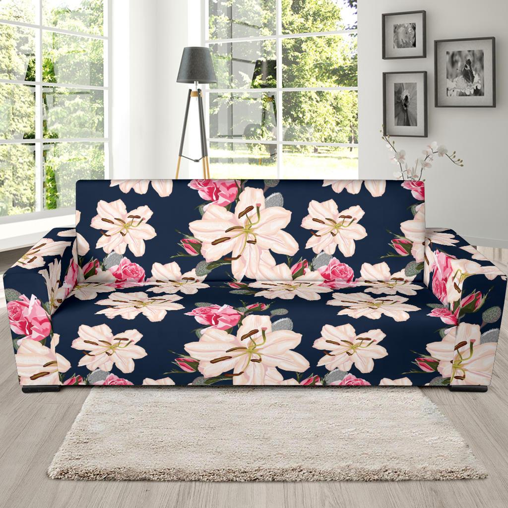 Lily Pattern Print Design LY04 Sofa Slipcover-JORJUNE.COM