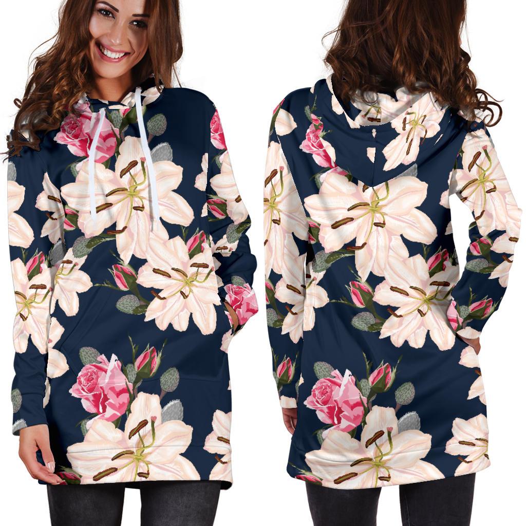 Lily Pattern Print Design LY04 Women Hoodie Dress