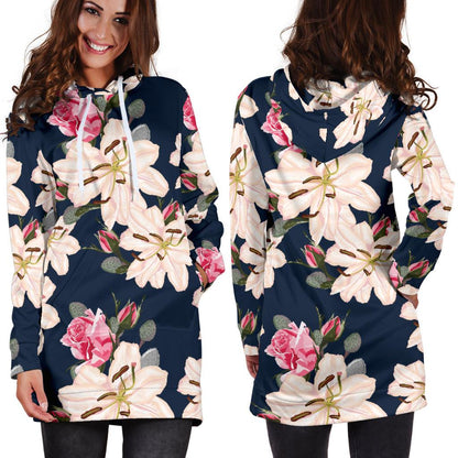 Lily Pattern Print Design LY04 Women Hoodie Dress