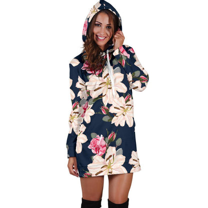 Lily Pattern Print Design LY04 Women Hoodie Dress