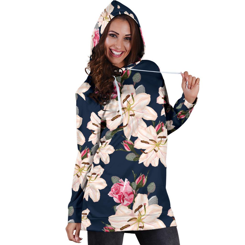 Lily Pattern Print Design LY04 Women Hoodie Dress