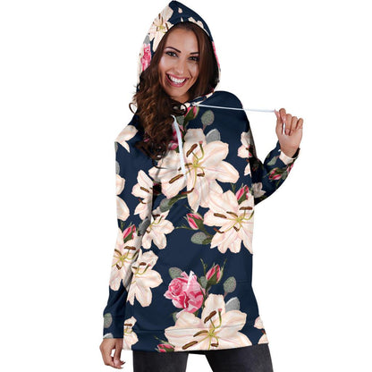 Lily Pattern Print Design LY04 Women Hoodie Dress