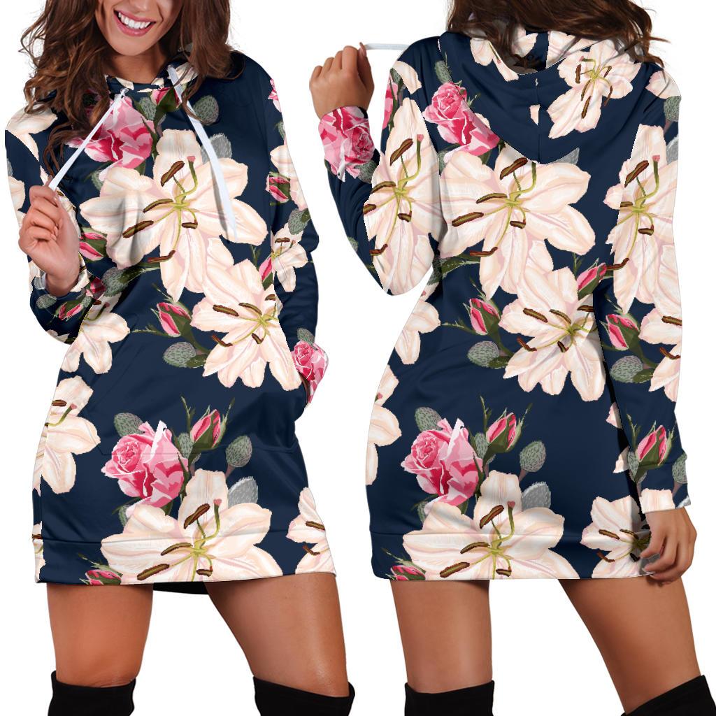 Lily Pattern Print Design LY04 Women Hoodie Dress