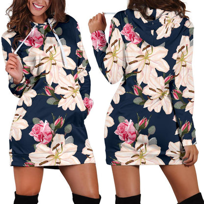Lily Pattern Print Design LY04 Women Hoodie Dress