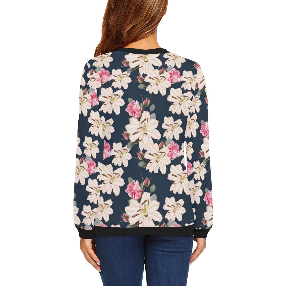 Lily Pattern Print Design LY04 Women Long Sleeve Sweatshirt-JorJune