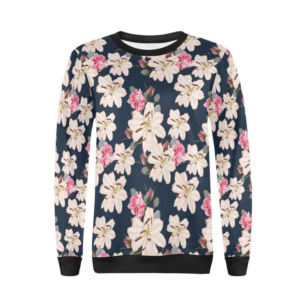 Lily Pattern Print Design LY04 Women Long Sleeve Sweatshirt-JorJune
