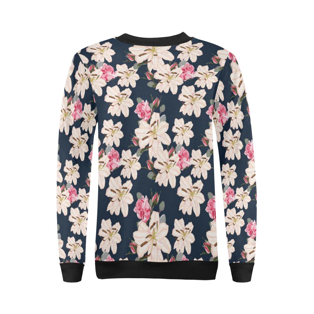 Lily Pattern Print Design LY04 Women Long Sleeve Sweatshirt-JorJune