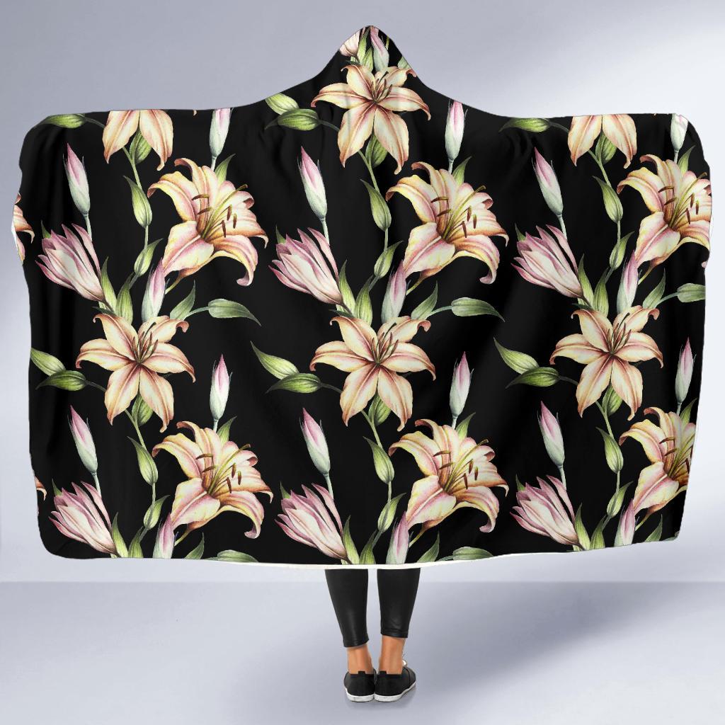 Lily Pattern Print Design LY05 Hooded Blanket-JORJUNE.COM