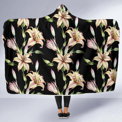 Lily Pattern Print Design LY05 Hooded Blanket-JORJUNE.COM