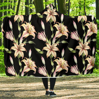 Lily Pattern Print Design LY05 Hooded Blanket-JORJUNE.COM