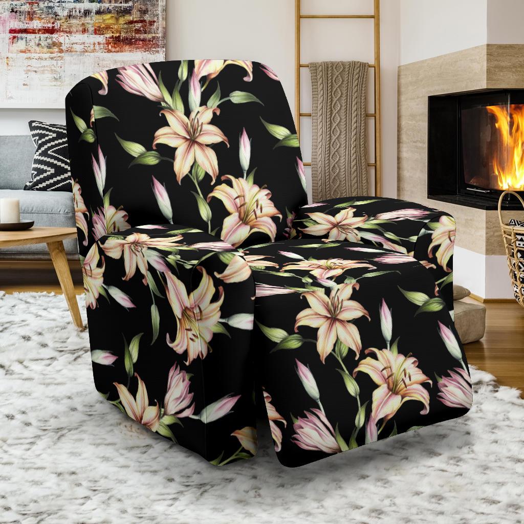 Lily Pattern Print Design LY05 Recliner Slipcover-JORJUNE.COM