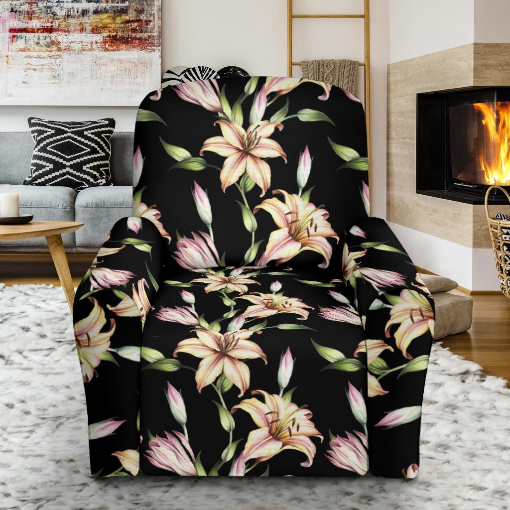 Lily Pattern Print Design LY05 Recliner Slipcover-JORJUNE.COM