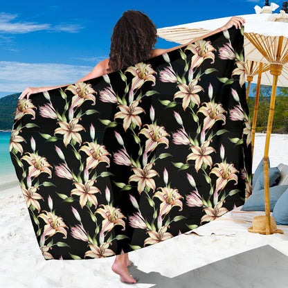 Lily Pattern Print Design LY05 Sarong Pareo Wrap-JORJUNE.COM