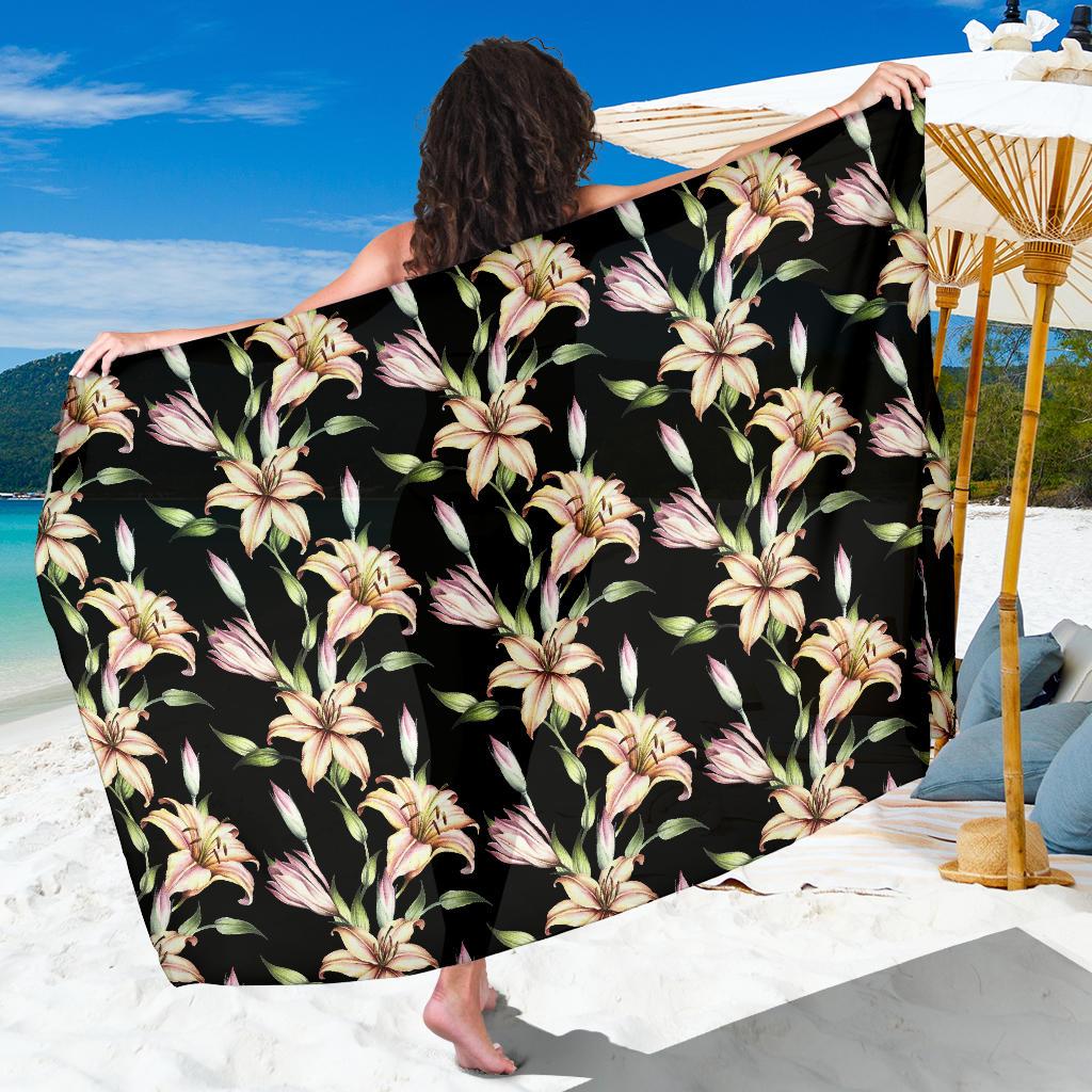 Lily Pattern Print Design LY05 Sarong Pareo Wrap-JORJUNE.COM