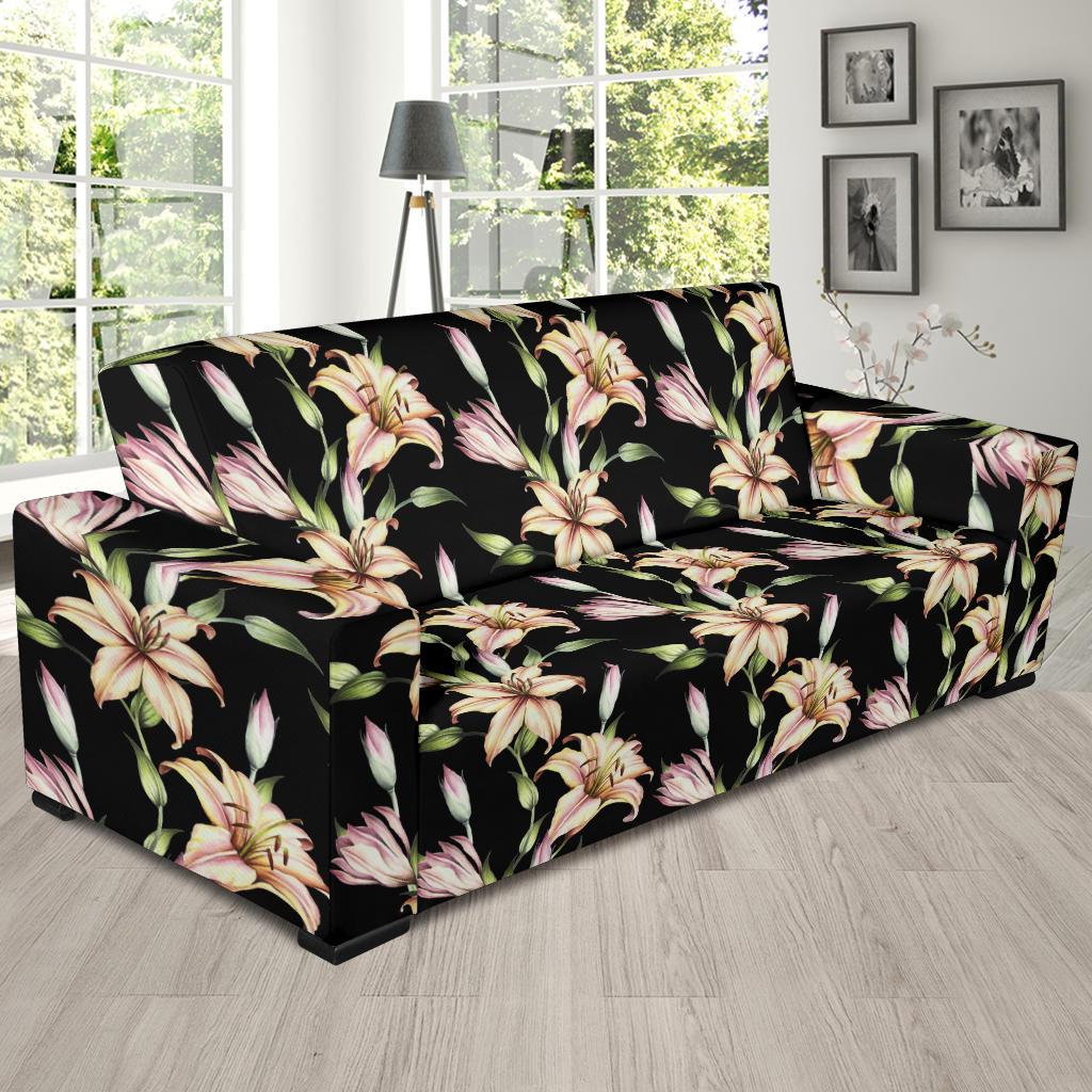 Lily Pattern Print Design LY05 Sofa Slipcover-JORJUNE.COM