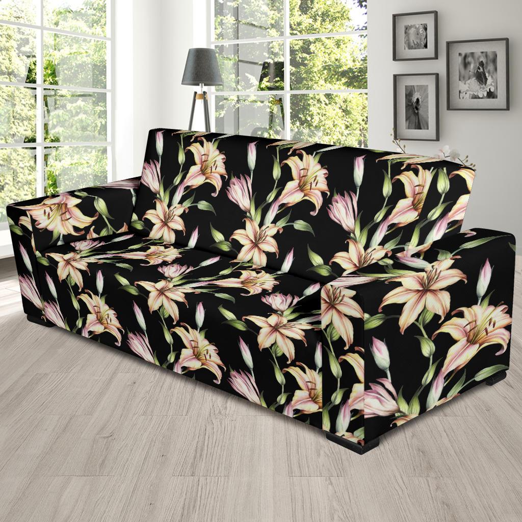 Lily Pattern Print Design LY05 Sofa Slipcover-JORJUNE.COM