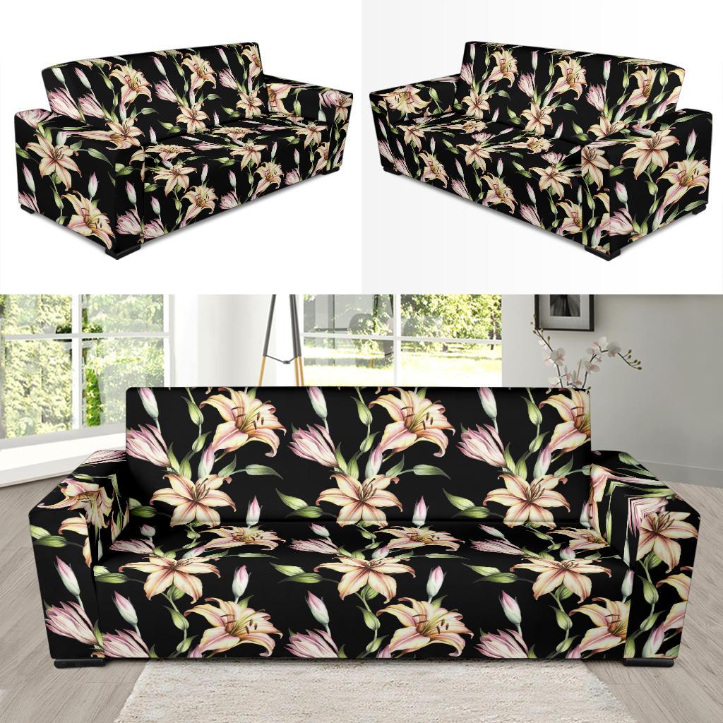 Lily Pattern Print Design LY05 Sofa Slipcover-JORJUNE.COM