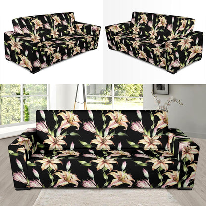 Lily Pattern Print Design LY05 Sofa Slipcover-JORJUNE.COM