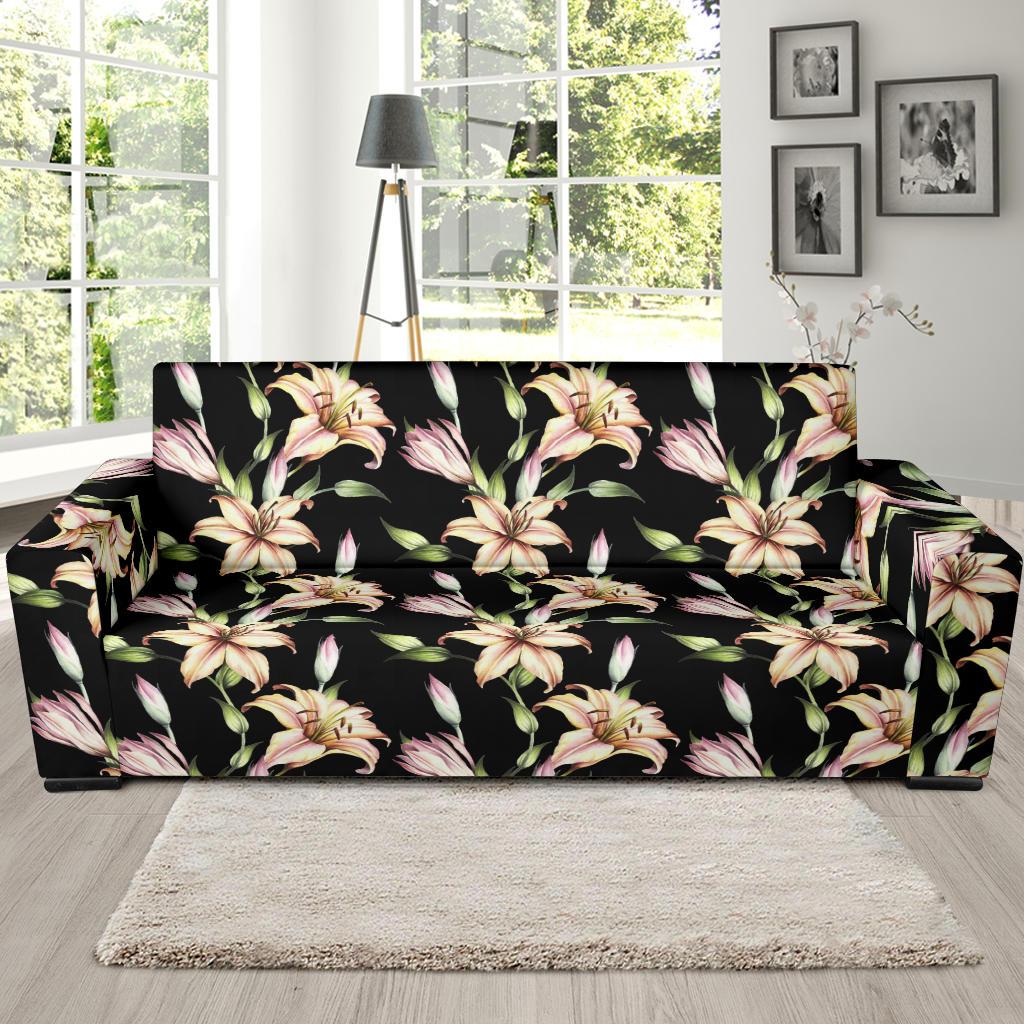 Lily Pattern Print Design LY05 Sofa Slipcover-JORJUNE.COM