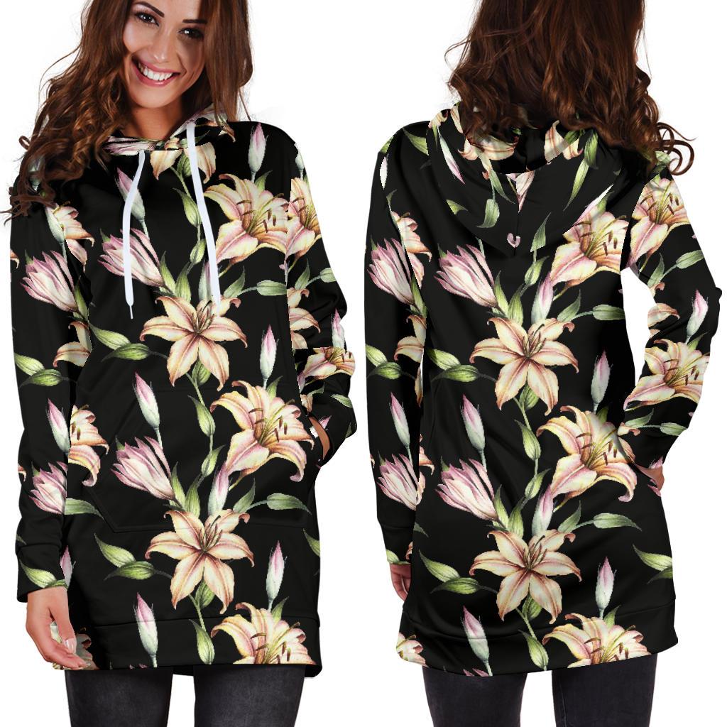 Lily Pattern Print Design LY05 Women Hoodie Dress