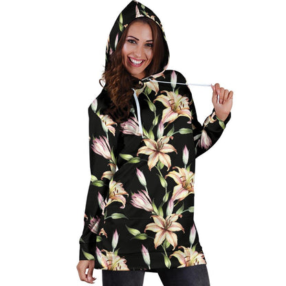 Lily Pattern Print Design LY05 Women Hoodie Dress