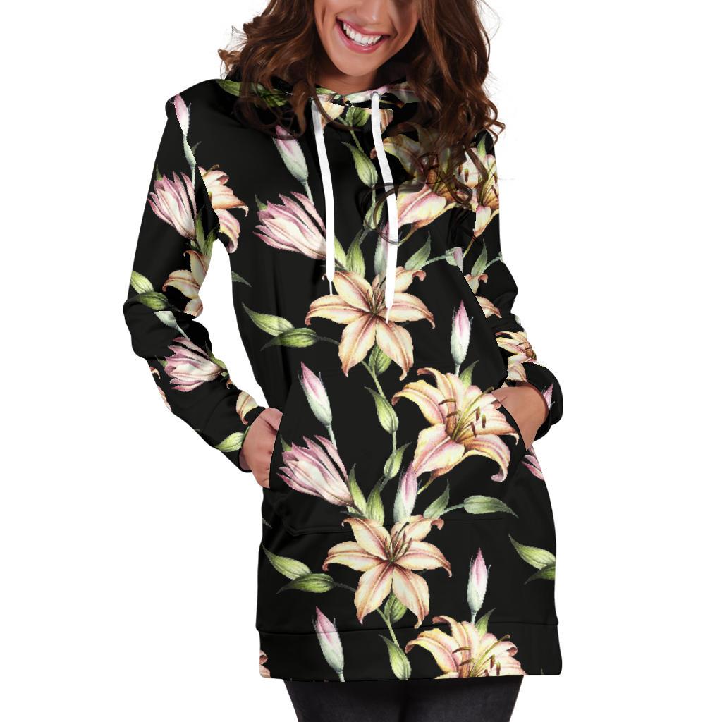 Lily Pattern Print Design LY05 Women Hoodie Dress