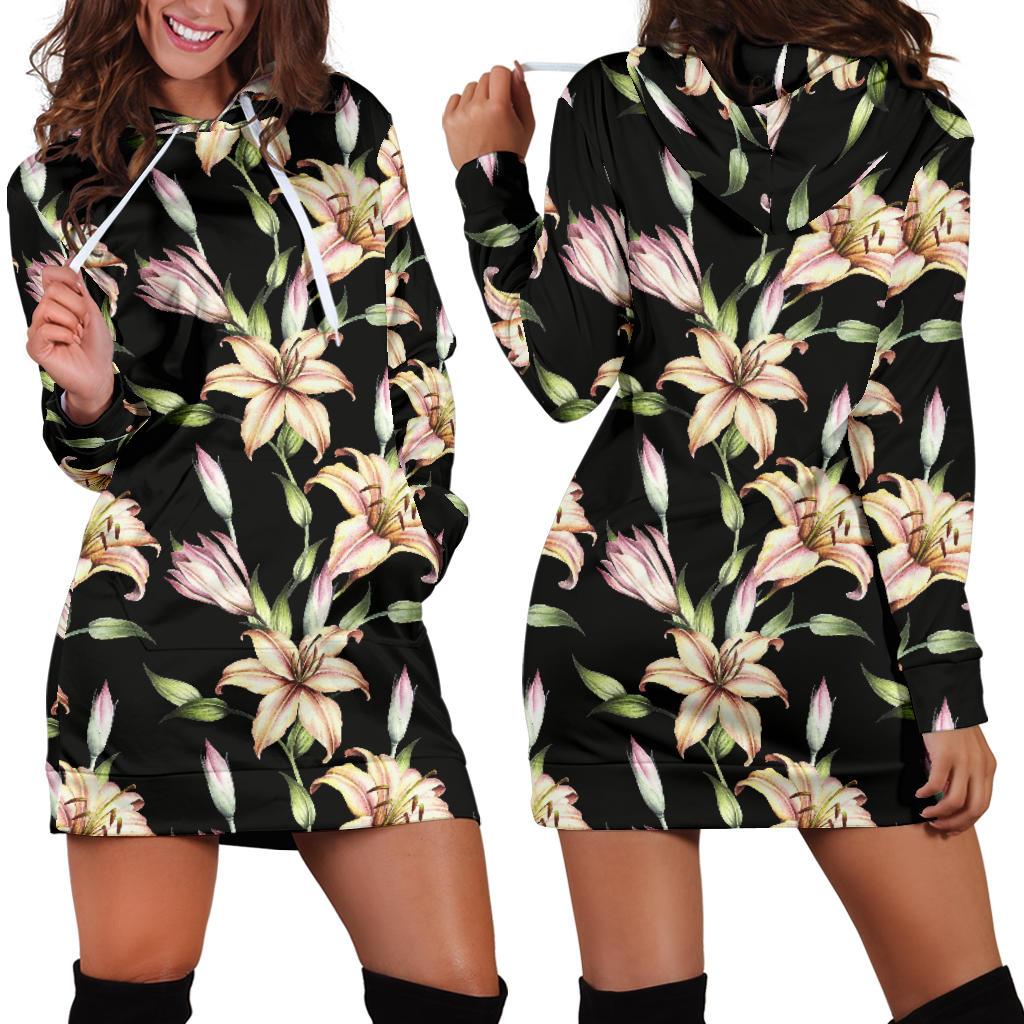 Lily Pattern Print Design LY05 Women Hoodie Dress