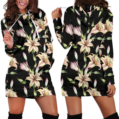 Lily Pattern Print Design LY05 Women Hoodie Dress