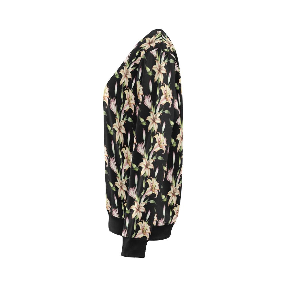 Lily Pattern Print Design LY05 Women Long Sleeve Sweatshirt-JorJune