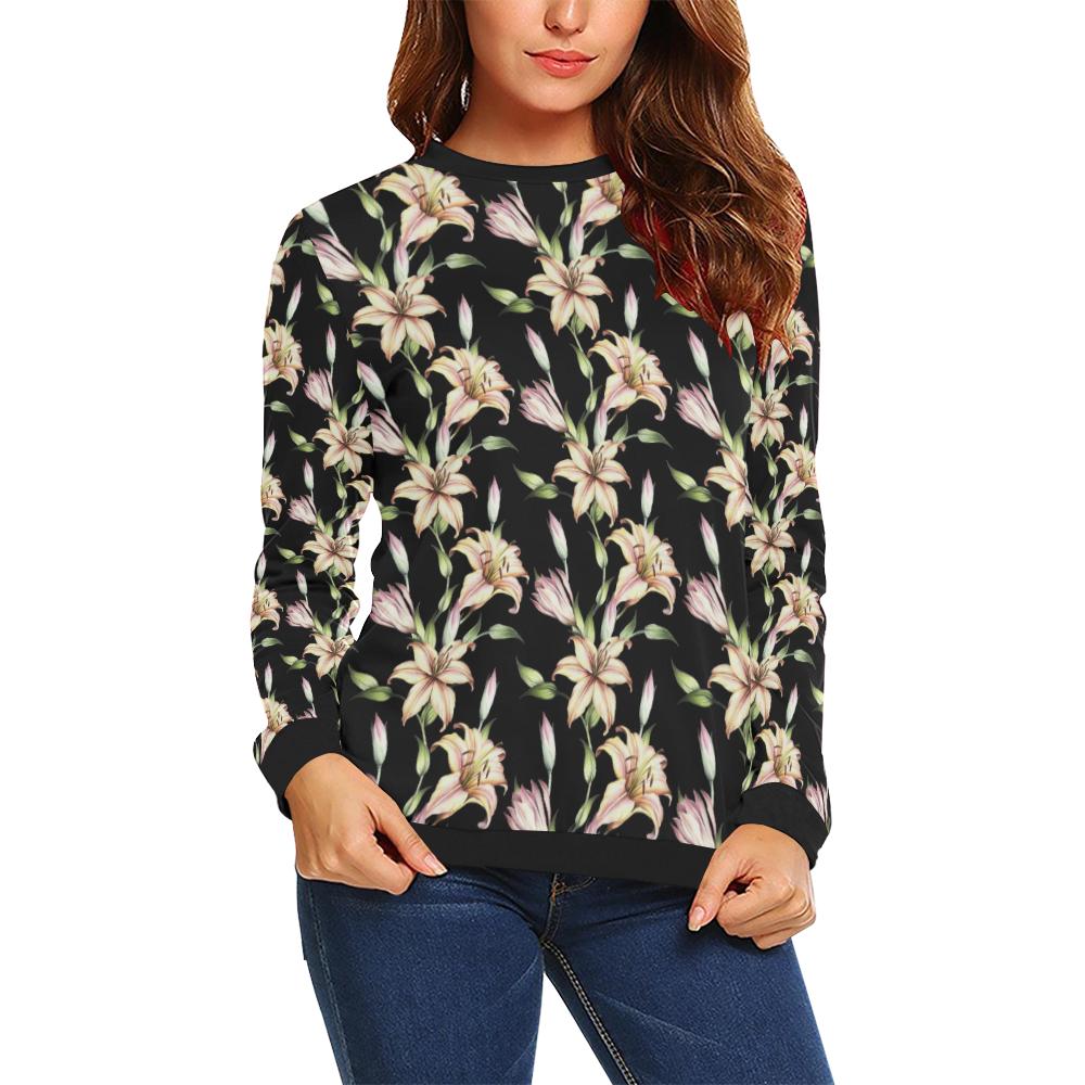 Lily Pattern Print Design LY05 Women Long Sleeve Sweatshirt-JorJune
