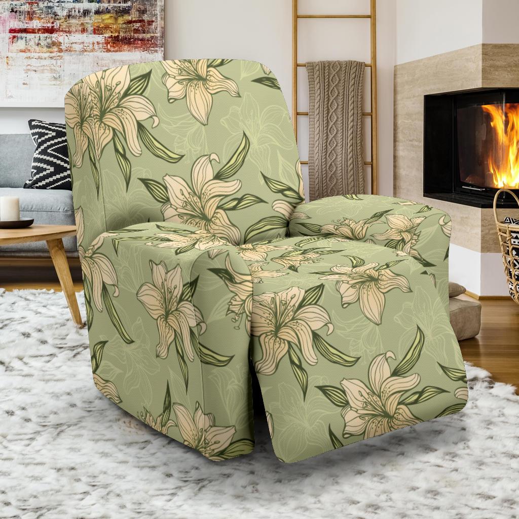 Lily Pattern Print Design LY06 Recliner Slipcover-JORJUNE.COM