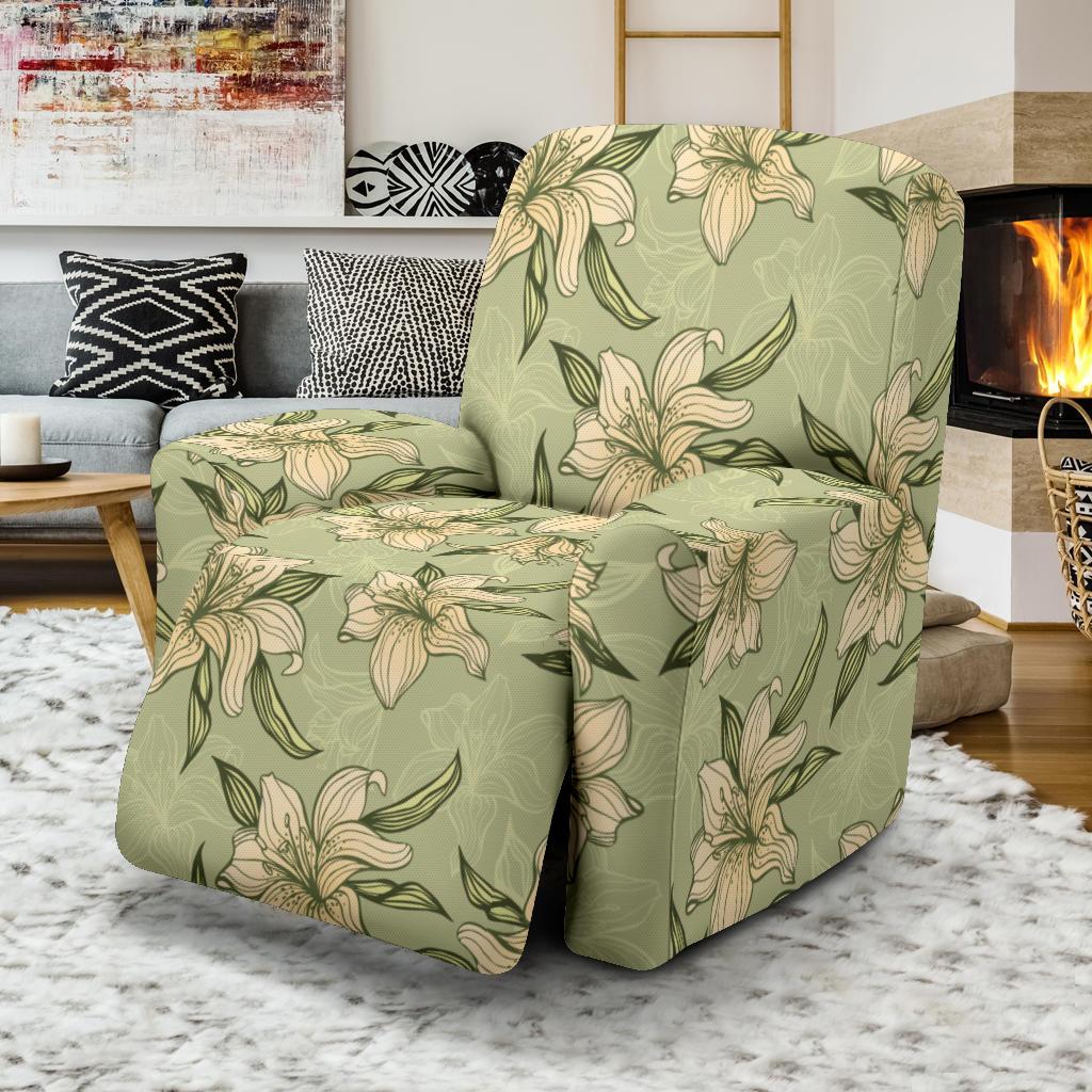 Lily Pattern Print Design LY06 Recliner Slipcover-JORJUNE.COM