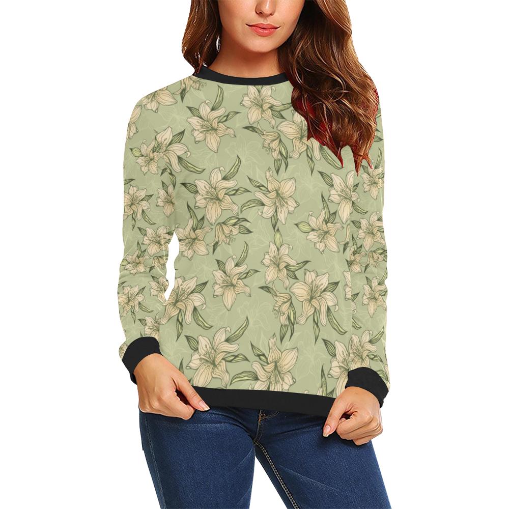 Lily Pattern Print Design LY06 Women Long Sleeve Sweatshirt-JorJune