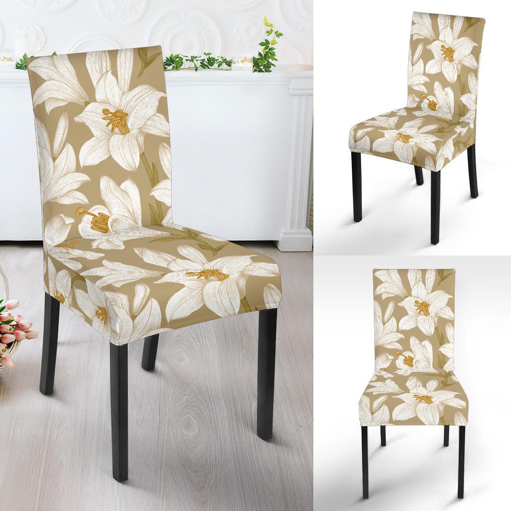 Lily Pattern Print Design LY07 Dining Chair Slipcover-JORJUNE.COM