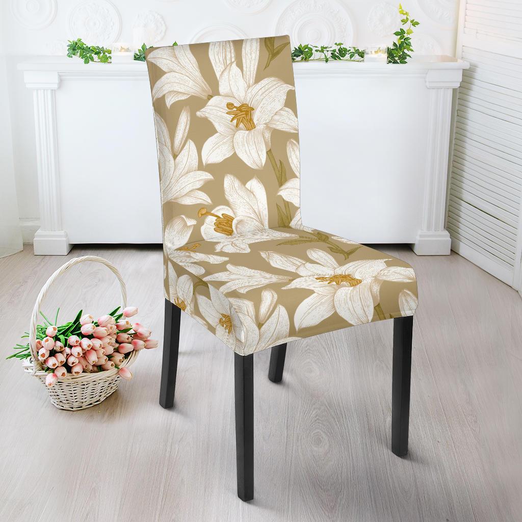 Lily Pattern Print Design LY07 Dining Chair Slipcover-JORJUNE.COM
