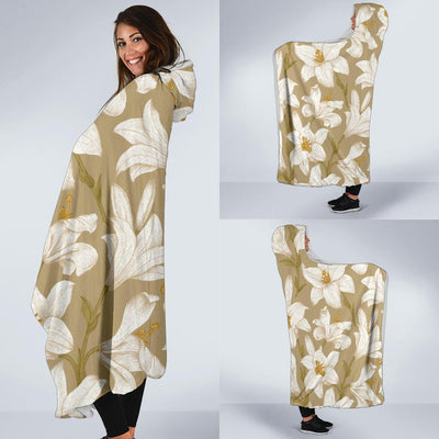 Lily Pattern Print Design LY07 Hooded Blanket-JORJUNE.COM