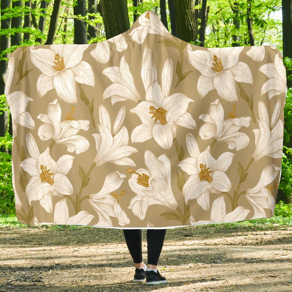 Lily Pattern Print Design LY07 Hooded Blanket-JORJUNE.COM