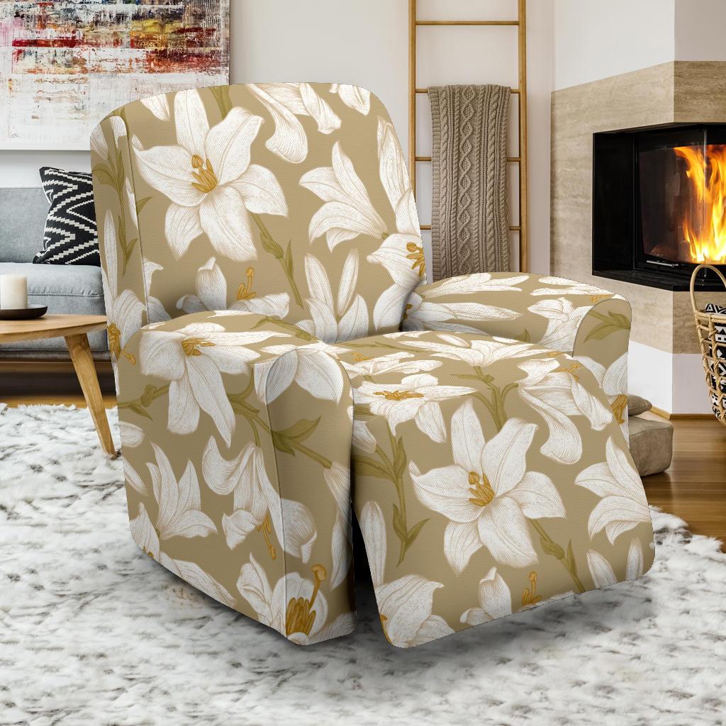 Lily Pattern Print Design LY07 Recliner Slipcover-JORJUNE.COM