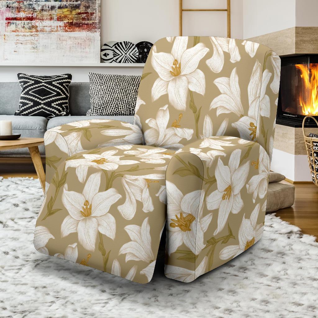 Lily Pattern Print Design LY07 Recliner Slipcover-JORJUNE.COM