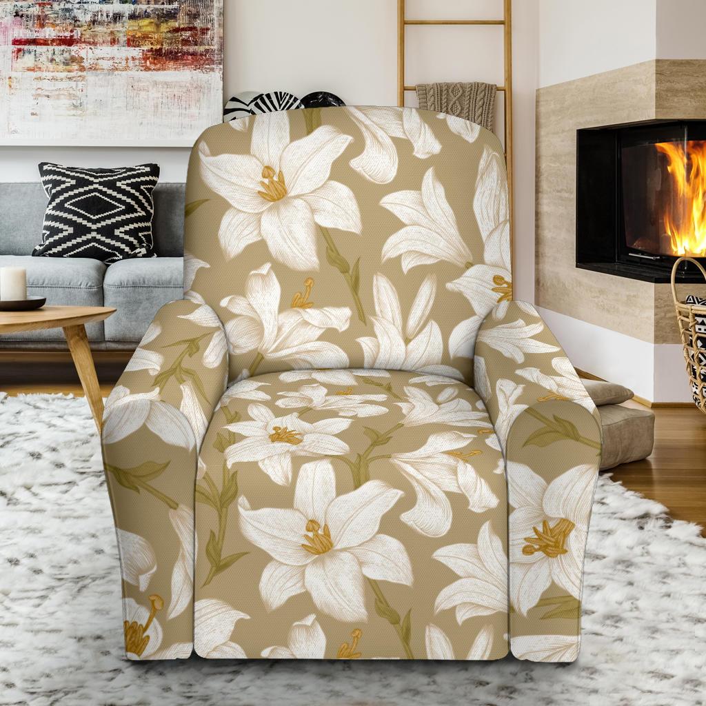 Lily Pattern Print Design LY07 Recliner Slipcover-JORJUNE.COM