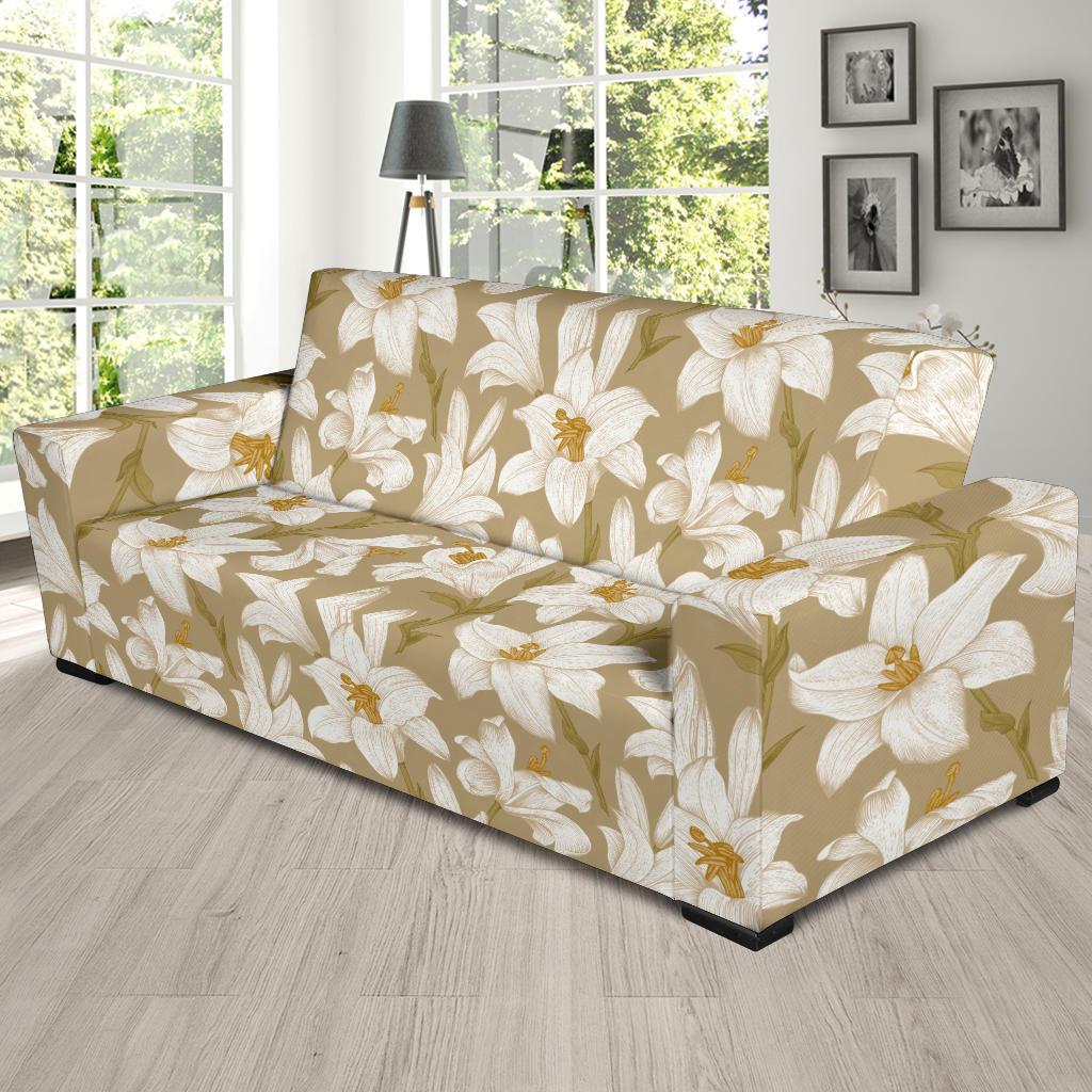 Lily Pattern Print Design LY07 Sofa Slipcover-JORJUNE.COM