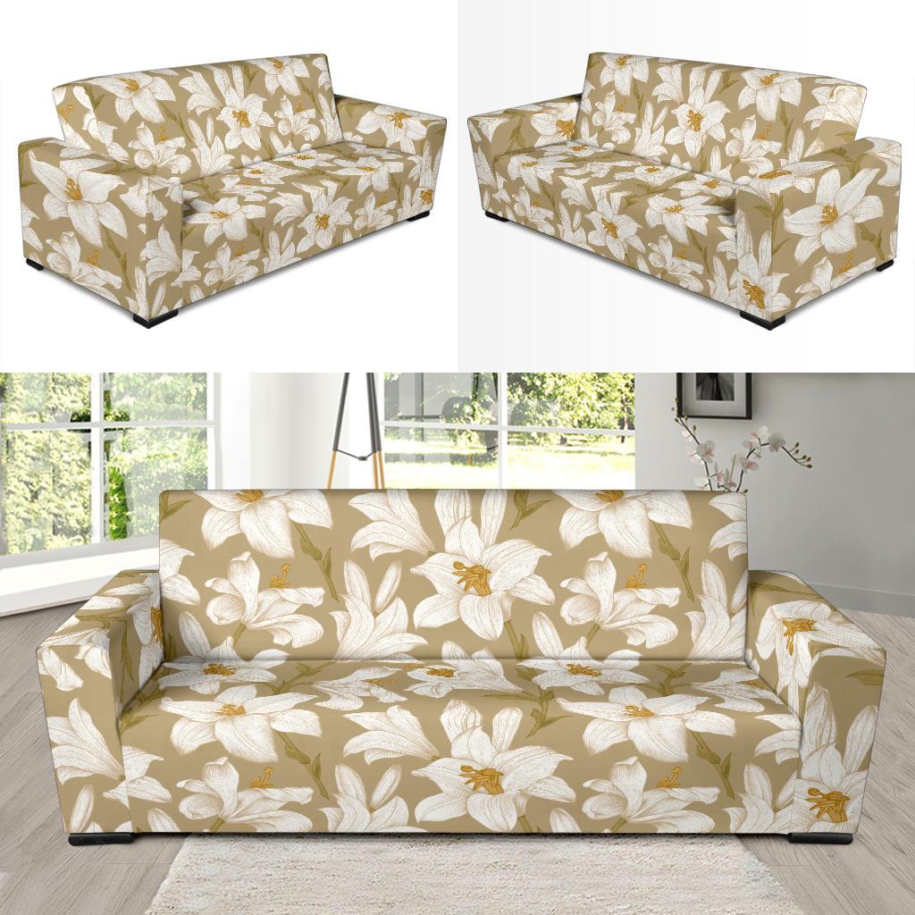 Lily Pattern Print Design LY07 Sofa Slipcover-JORJUNE.COM