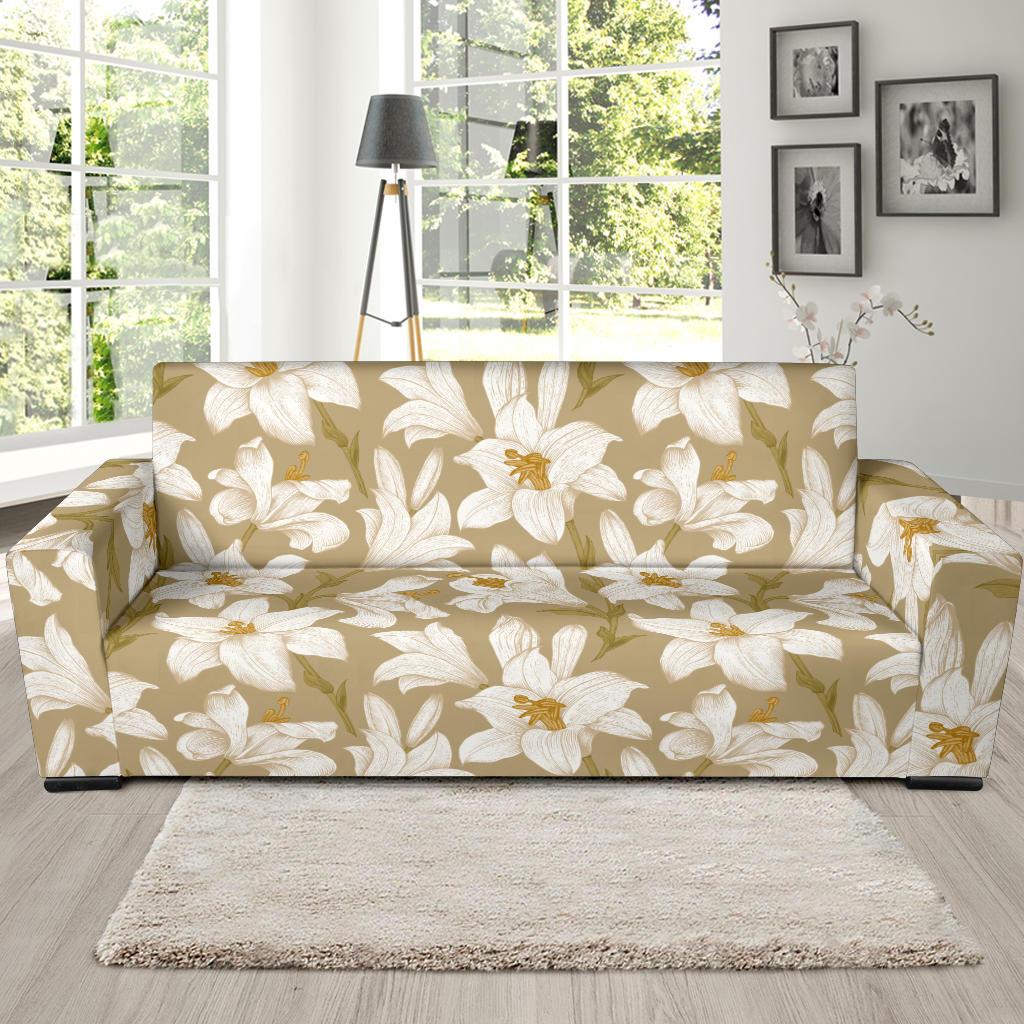 Lily Pattern Print Design LY07 Sofa Slipcover-JORJUNE.COM