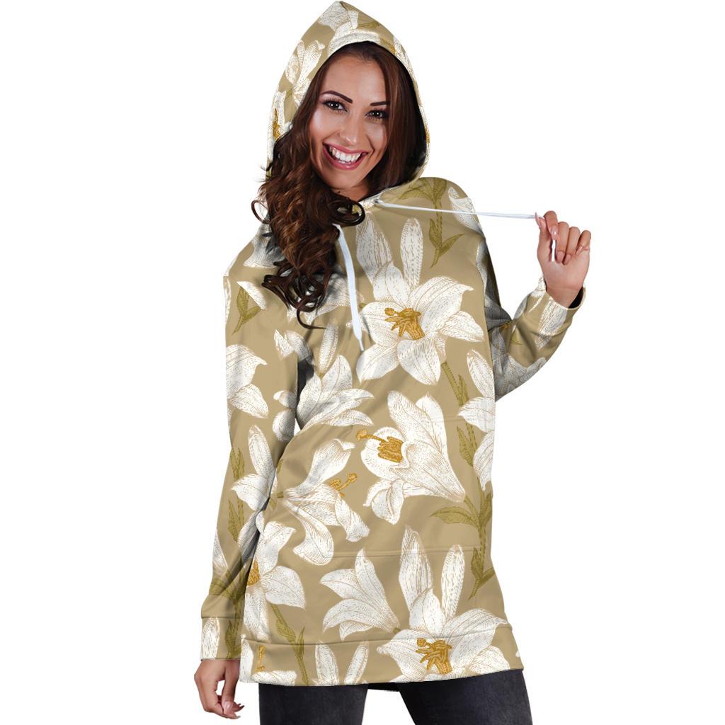 Lily Pattern Print Design LY07 Women Hoodie Dress