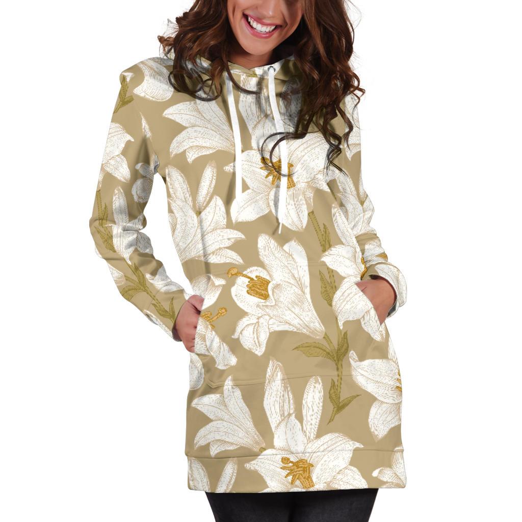 Lily Pattern Print Design LY07 Women Hoodie Dress