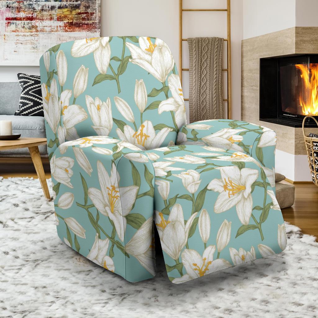 Lily Pattern Print Design LY09 Recliner Slipcover-JORJUNE.COM