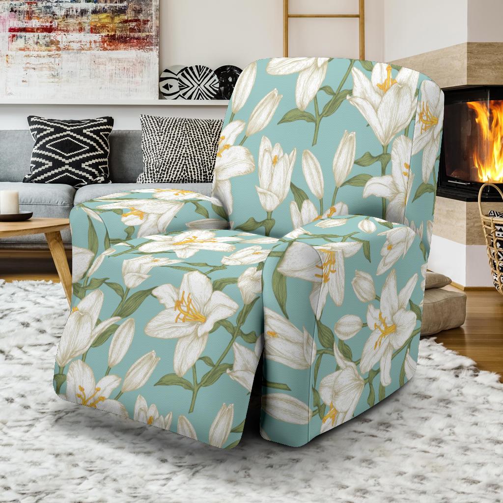 Lily Pattern Print Design LY09 Recliner Slipcover-JORJUNE.COM