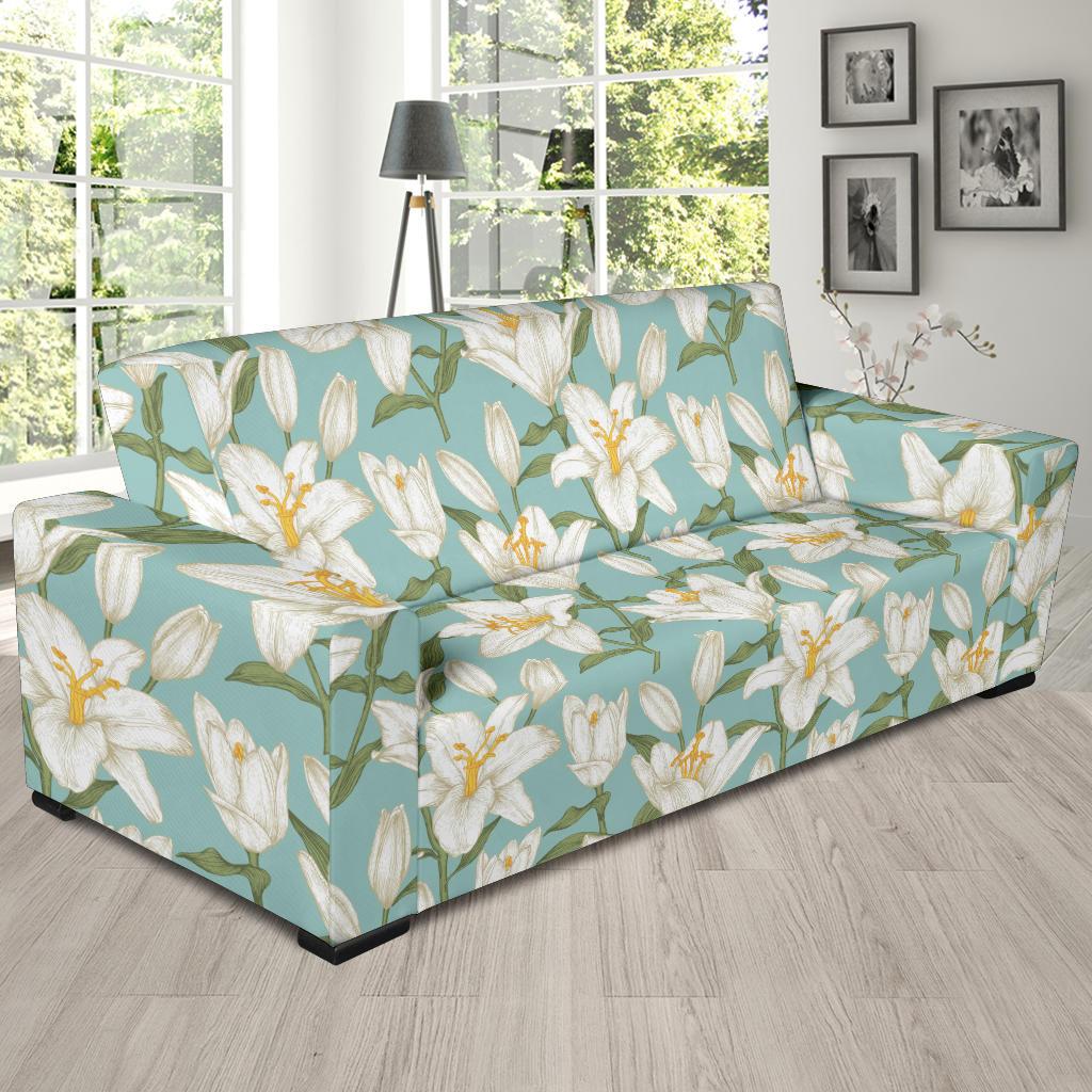 Lily Pattern Print Design LY09 Sofa Slipcover-JORJUNE.COM