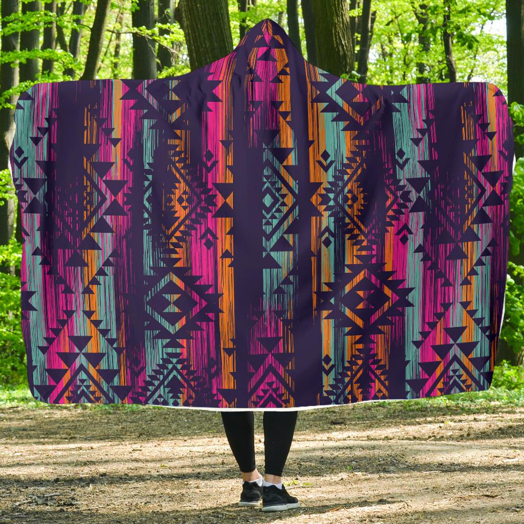 Line Tribal Aztec Hooded Blanket-JORJUNE.COM